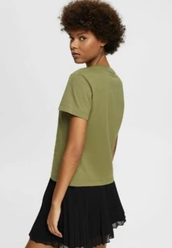 ESPRIT Mit Logo Stickerei - T-Shirt Basic - Olive -Esprit 0881c0ee761e45a69d46d246f19a2e2c
