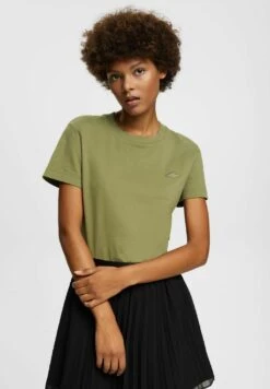 ESPRIT Mit Logo Stickerei - T-Shirt Basic - Olive