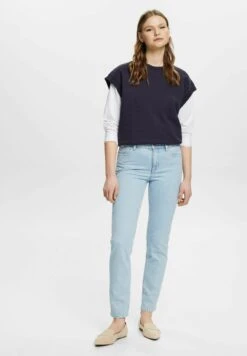 ESPRIT Mit Mittlerer Bundhöhe - Slim Fit Jeans - Blue Bleached