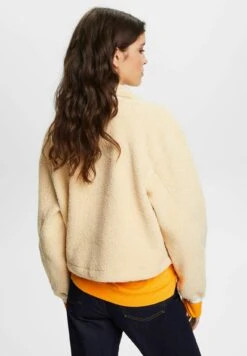 ESPRIT Troyer Aus Material Mix - Fleece Trui - Cream Beige -Esprit 267224cc08a442e9b6797906090da74e
