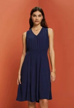 ESPRIT Mit Gesmokter Taille - Jurk - Navy -Esprit 6a0f1fa253164bc180fc19ff01b2803b