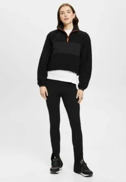 ESPRIT Troyer Aus Material Mix - Fleece Trui - Black -Esprit 75280ea5a72b49b1bc452cc7a092f6ab