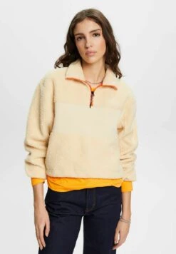 ESPRIT Troyer Aus Material Mix - Fleece Trui - Cream Beige
