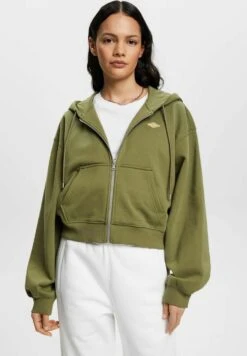 ESPRIT Cropped Mit Reissverschluss Und Logoprint Hinten - Sweater Met Rits - Olive -Esprit 80e70192529f4e65b2c74f2f44570846