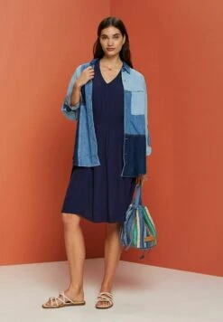ESPRIT Mit Gesmokter Taille - Jurk - Navy -Esprit 819fba870464451fa5f077d9a6e855c3