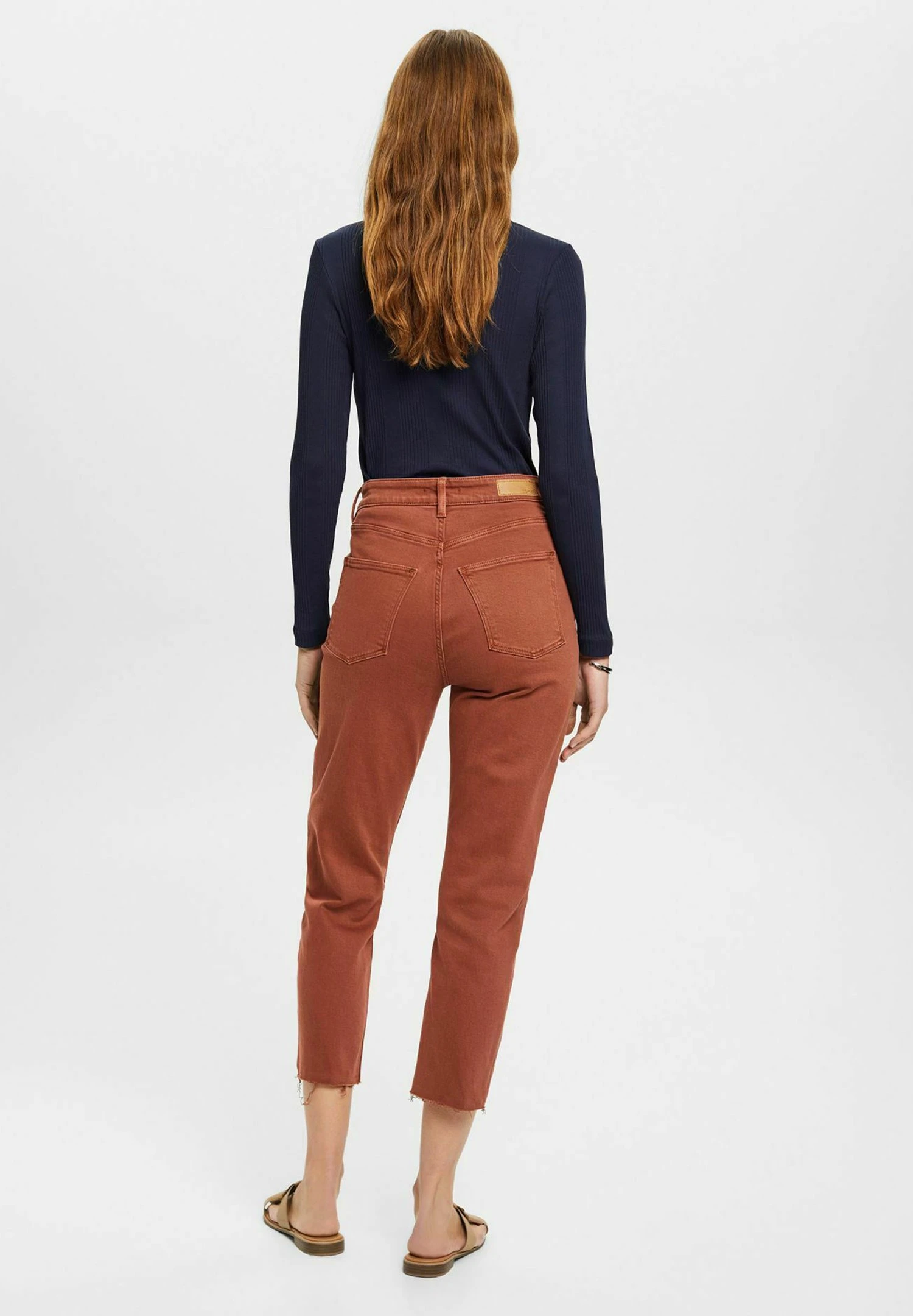 Edc By Esprit Cropped Mit Fransensaum - Slim Fit Jeans - Rust Brown 5 Edc By Esprit Cropped Mit Fransensaum - Slim Fit Jeans - Rust Brown - Afbeelding 3