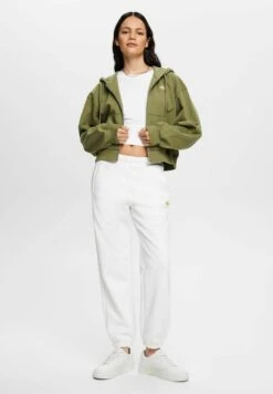 ESPRIT Cropped Mit Reissverschluss Und Logoprint Hinten - Sweater Met Rits - Olive -Esprit 908da40d8e6b467587630fb3a58421b4