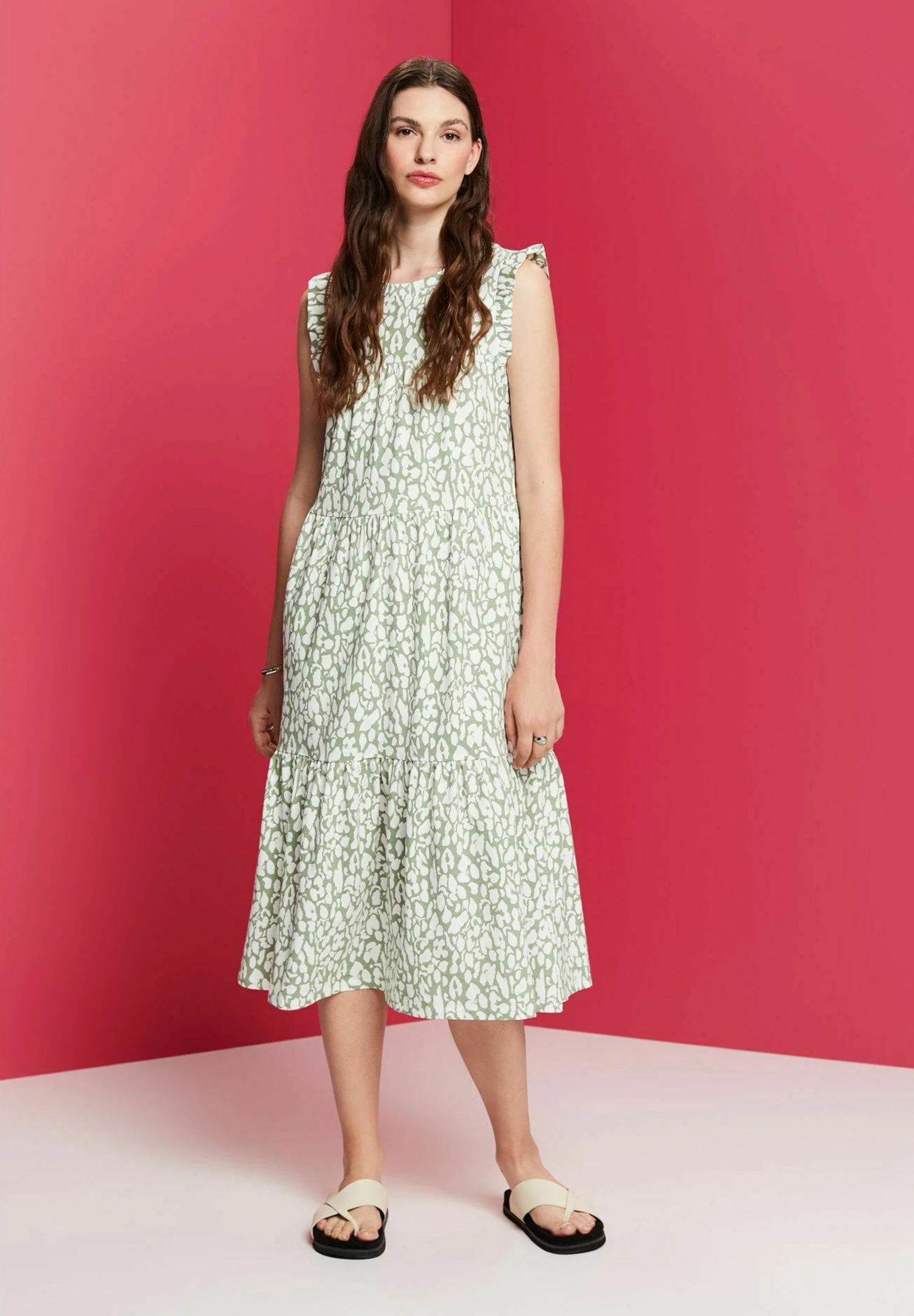 Edc By Esprit Printed - Jurk - Pale Khaki 3 Edc By Esprit Printed - Jurk - Pale Khaki