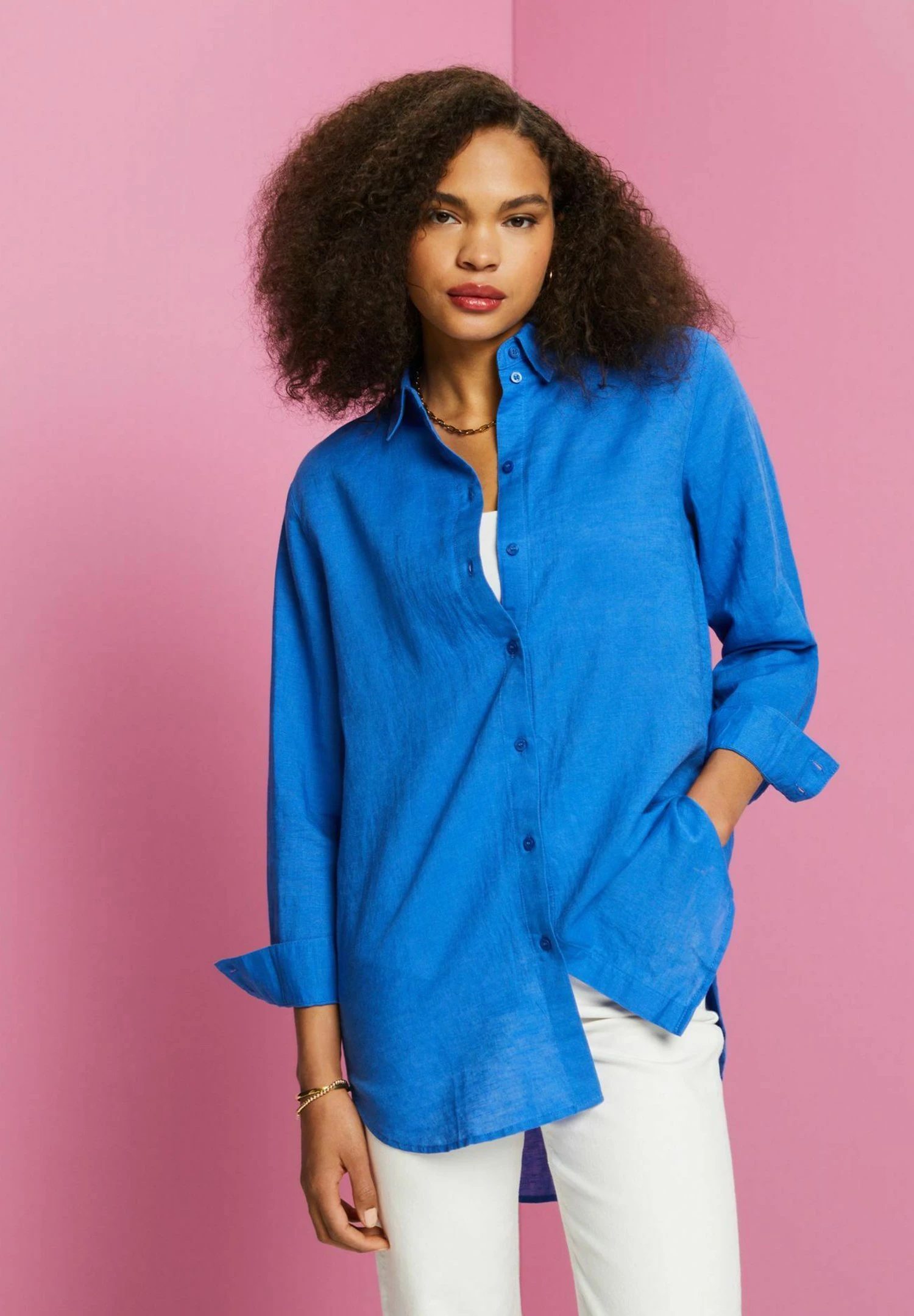 ESPRIT Overhemdblouse - Bright Blue 6 ESPRIT Overhemdblouse - Bright Blue - Afbeelding 4