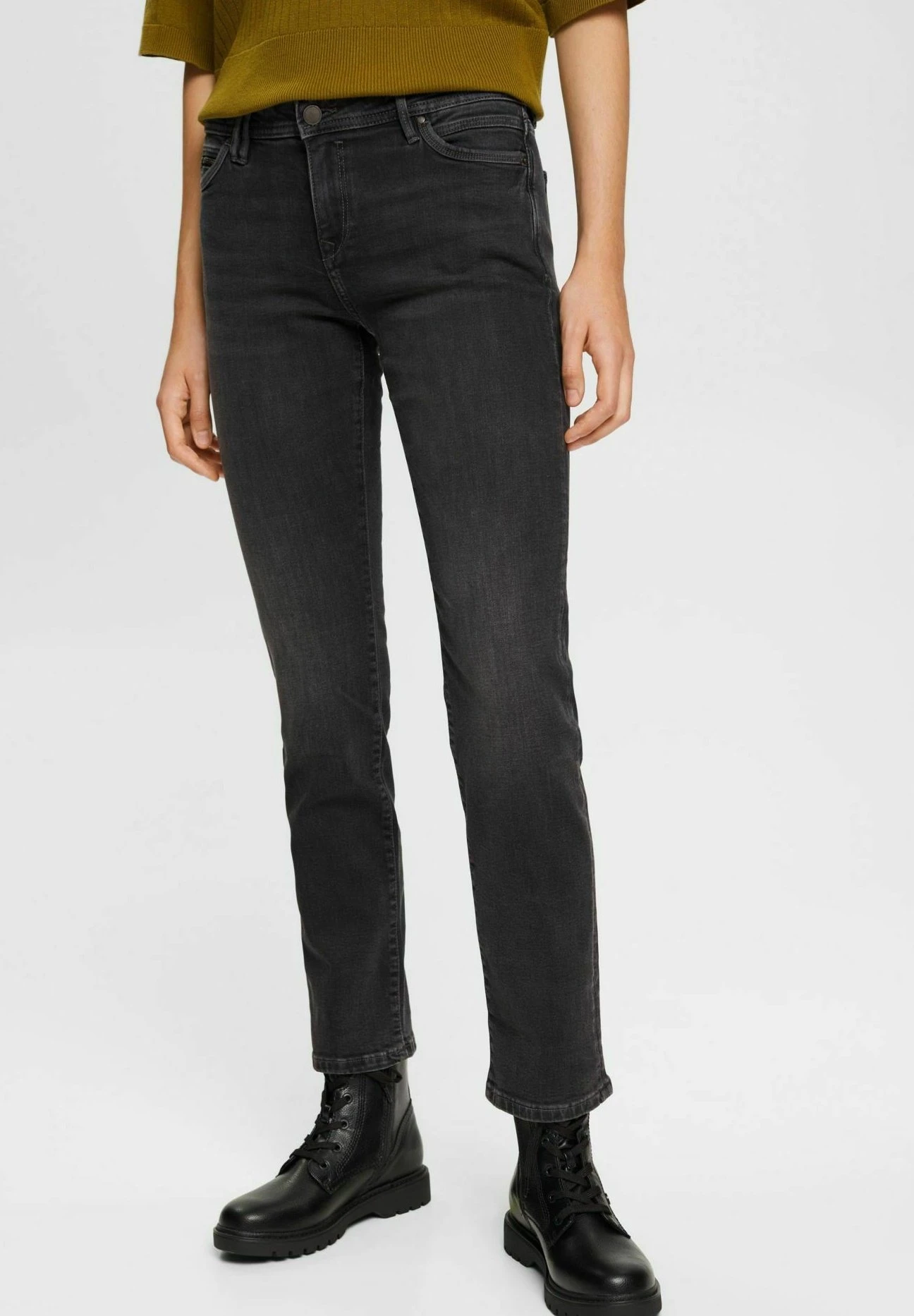 Edc By Esprit Straight Leg Jeans - Black Dark Washed 3 Edc By Esprit Straight Leg Jeans - Black Dark Washed