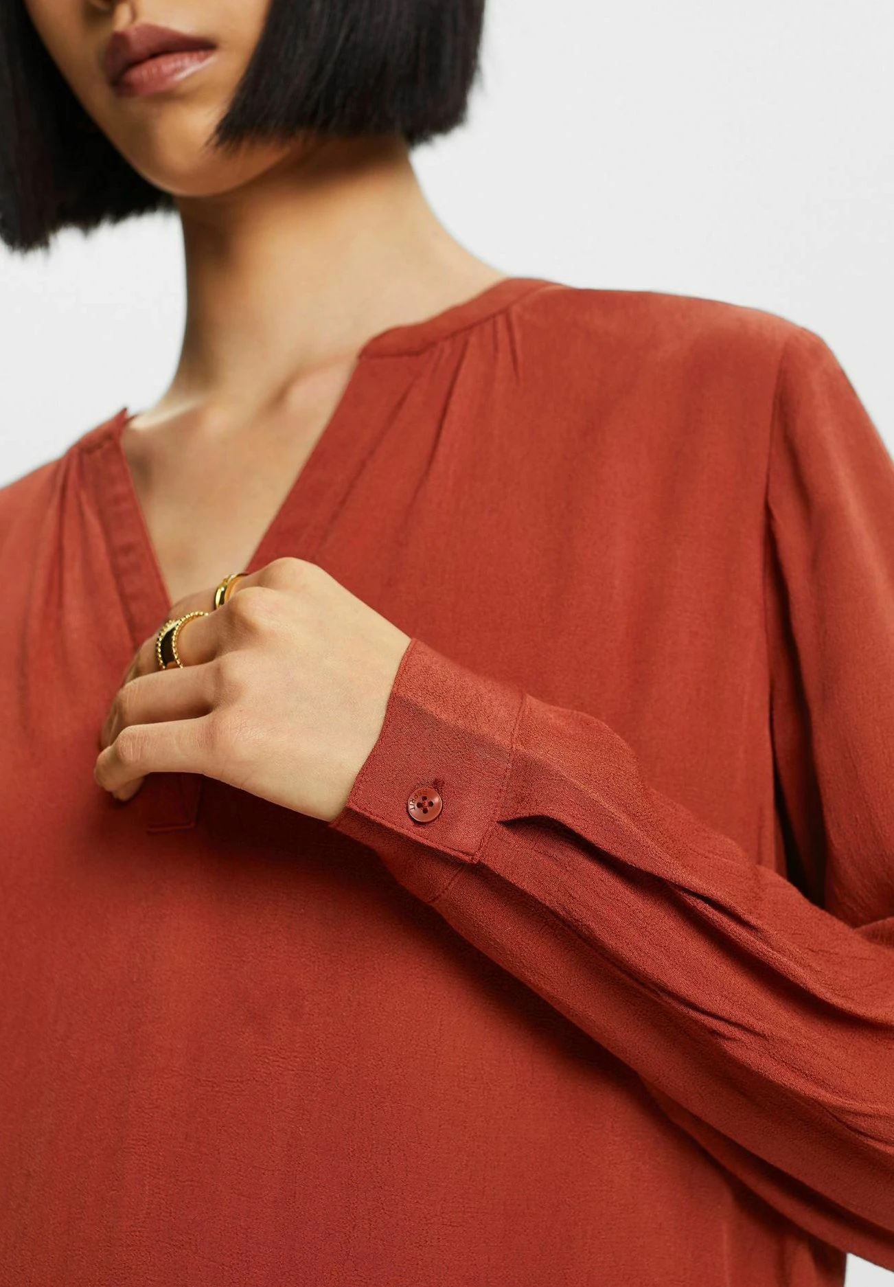 ESPRIT Henley - Blouse - Rust Brown 6 ESPRIT Henley - Blouse - Rust Brown - Afbeelding 4