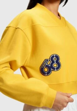 ESPRIT Cropped College Mit Patches - Sweater - Yellow -Esprit b04695fd149f42bc85f066e83c8df907