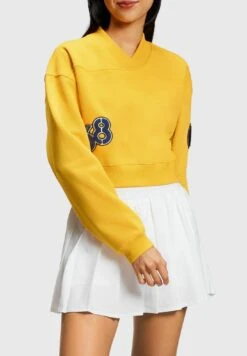 ESPRIT Cropped College Mit Patches - Sweater - Yellow
