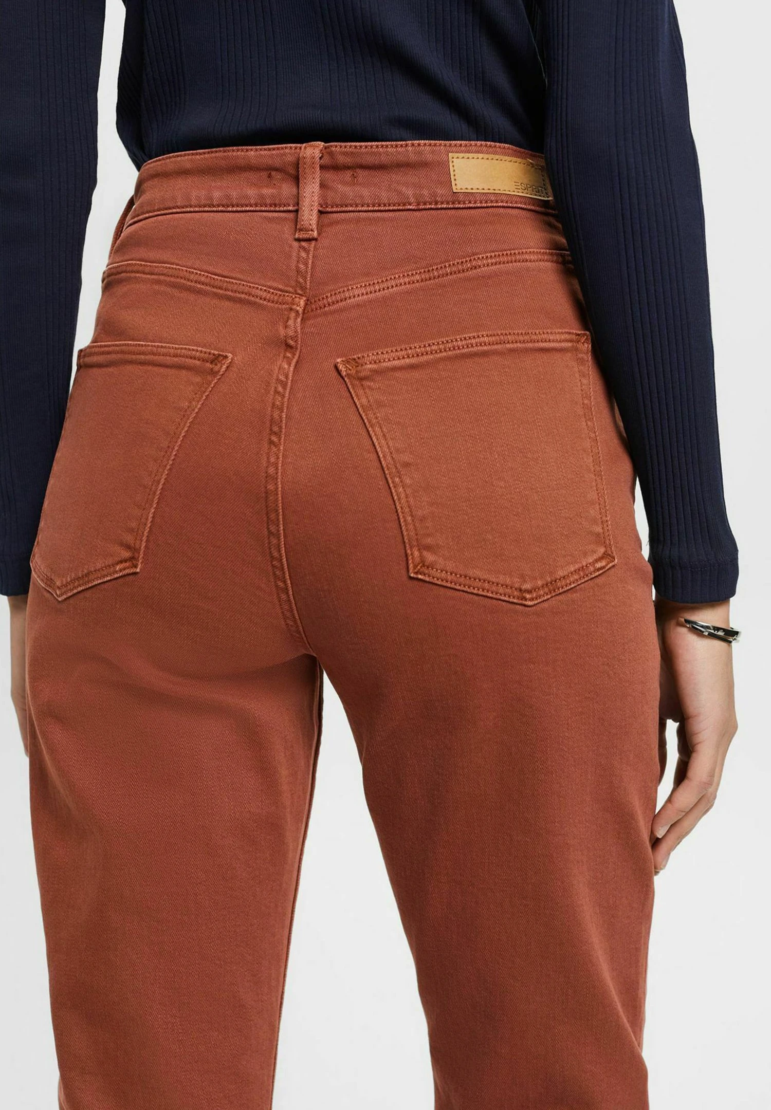 Edc By Esprit Cropped Mit Fransensaum - Slim Fit Jeans - Rust Brown 6 Edc By Esprit Cropped Mit Fransensaum - Slim Fit Jeans - Rust Brown - Afbeelding 4