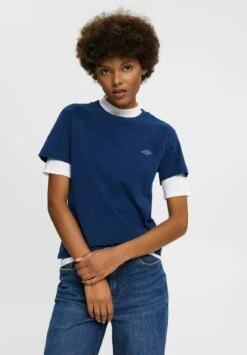 ESPRIT Mit Logo Stickerei - T-Shirt Basic - Ink