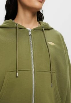ESPRIT Cropped Mit Reissverschluss Und Logoprint Hinten - Sweater Met Rits - Olive -Esprit e60803e2aecf4de4a9e095e3878e6605