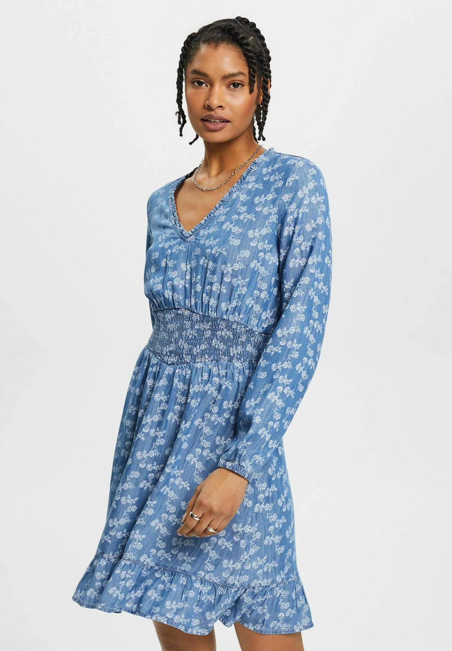 Edc By Esprit Mit Floralem Print - Spijkerjurk - Blue Medium Washed New 3 Edc By Esprit Mit Floralem Print - Spijkerjurk - Blue Medium Washed New