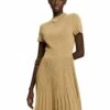 ESPRIT Mit Plisseefalten Und Stehkragen - Gebreide Jurk - Khaki Beige -Esprit f583bca66b634d7497ec274ee2100953